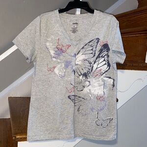 Sonoma Light Gray Tee with Butterfly Design